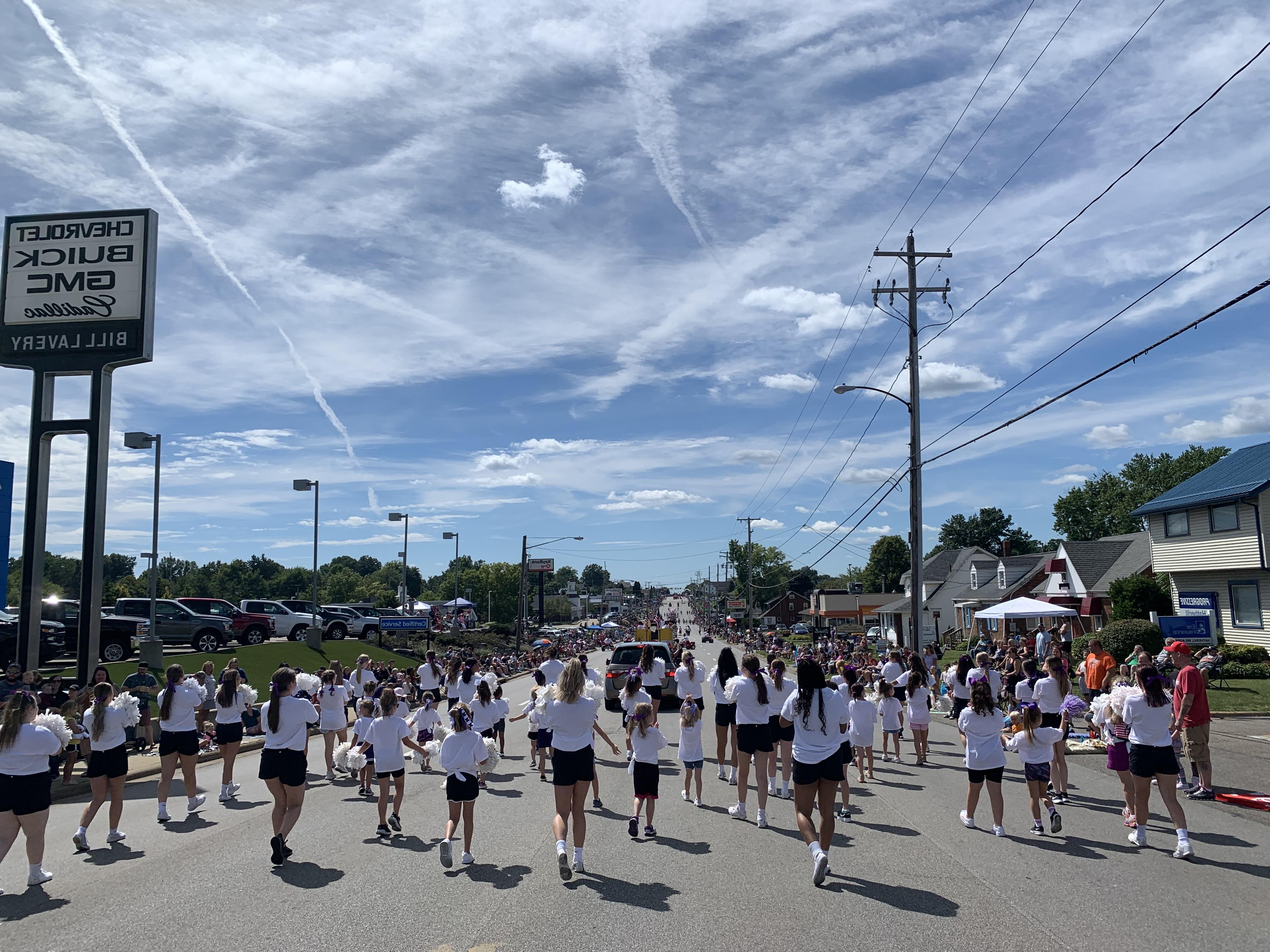Spirit Squad participating in the Carnation Parade through Alliance, OH